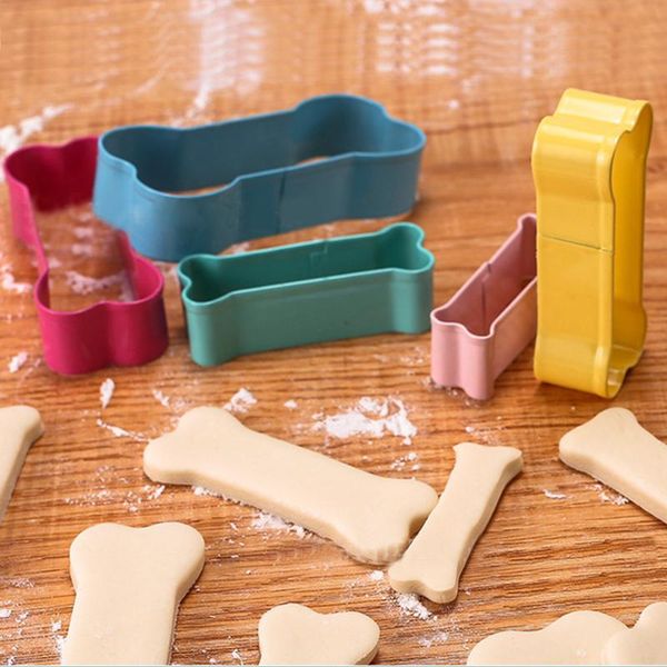 

baking moulds 5pcs/set diy cookie cutter 3d dog bone form stamp cake decorating tools pastry biscuit molds stainless steel 2