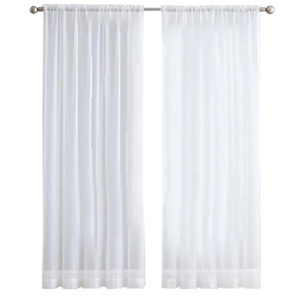 

curtain & drapes window white sheer curtains 84 inches long 2 panels clear basic rod pocket panel