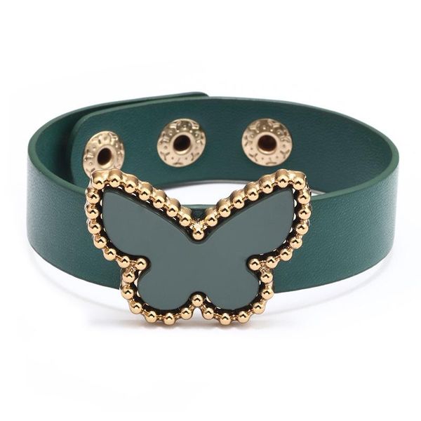 

bangle fashion enamel butterfly pu leather bracelets women men adjustable multicolor personality couple bracelet fine jewelry z196, Black