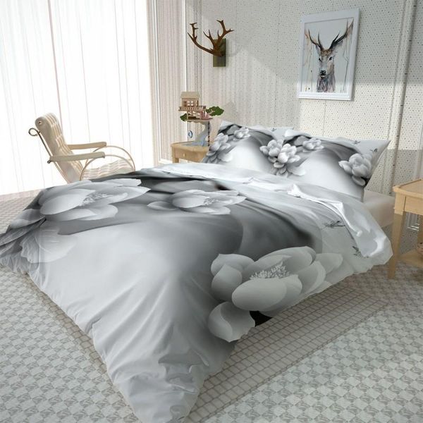 

black white simple flower bedding household textiles single bed double duvet cover pillow case sheet boy girl set sets
