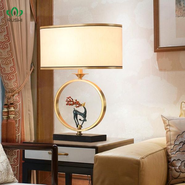 

table lamps chinese style lamp living room modern minimalist enamel all copper bedroom study creative personality desk