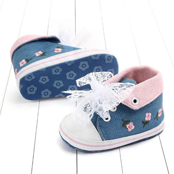 

25# lace up canvas baby girl shoes toddler flower printed rubber buttom toddlerÂ children first walkers soft sole