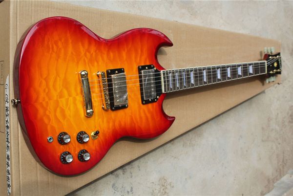 

front large pattern overlay cs color back red body electric guitar