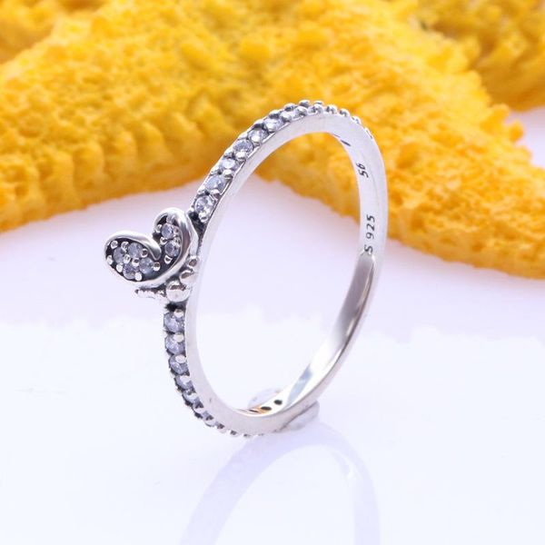 

cluster rings authentic 925 sterling silver enchanted butterfly cz finger for women wedding engagement jewelry girlfriend gift, Golden;silver