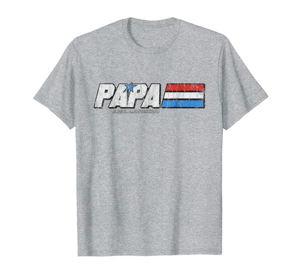 

papa - a real american hero t-shirt, White;black