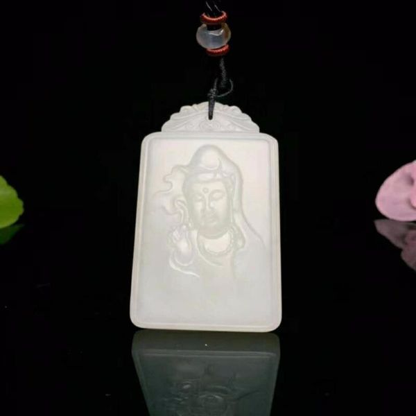 

lockets h48#exquisite hetian jade guanyin pendant, Silver
