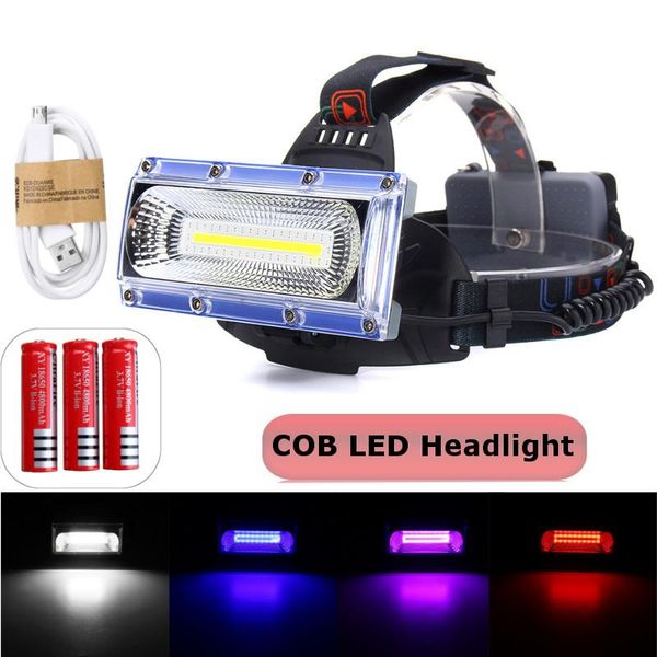 

mising 30w led cob usb rechargeable with/without 18650 batteries headlamp headlight fishing torch portable lanterns