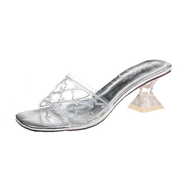 

black transparent sandals and slippers women 2021 summer fashion net red word with open-toed horseshoe heel