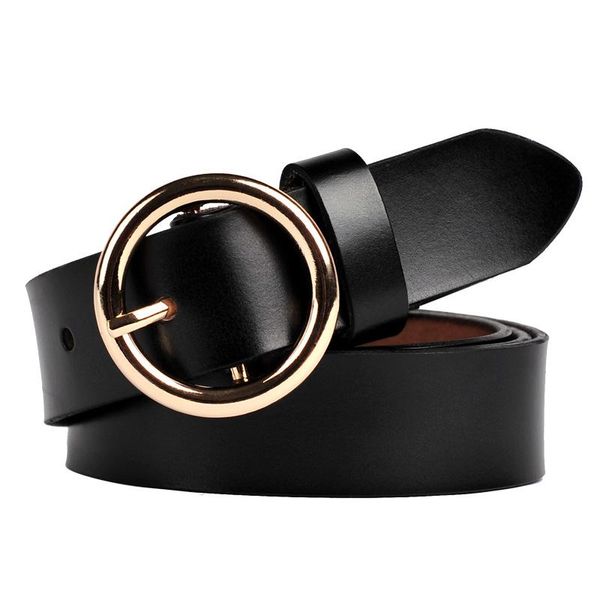 

belts 30mm wide cn trend fashion vintage ladies waist belt cowhide casual cinturones for womens outfits designer flat, Black;brown