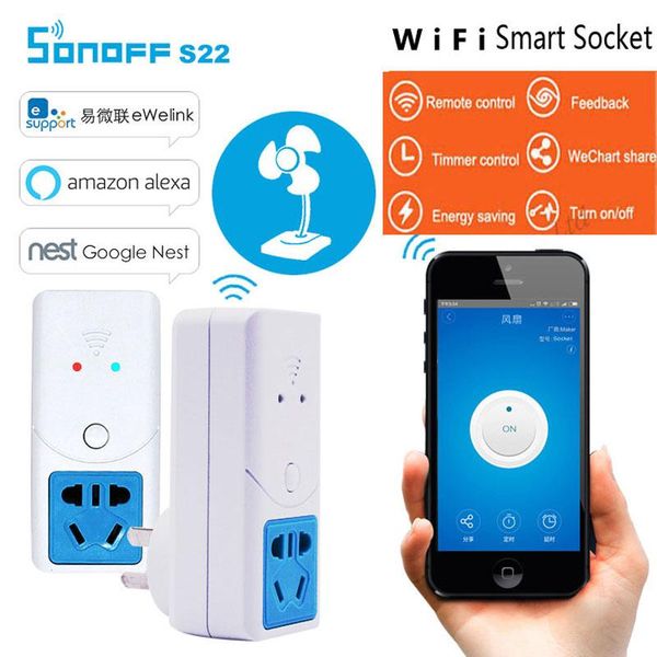 

smart home control itead sonoff s22 wifi socket us/uk/eu/au wireless plug for temperature humidity sensor