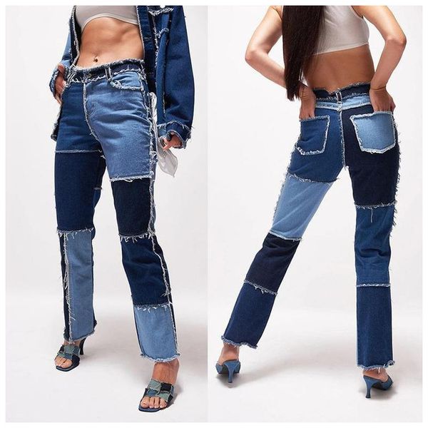 

autumn tall tall, straight-waisted with streetwear pockets ladies pants ny jeans, Blue