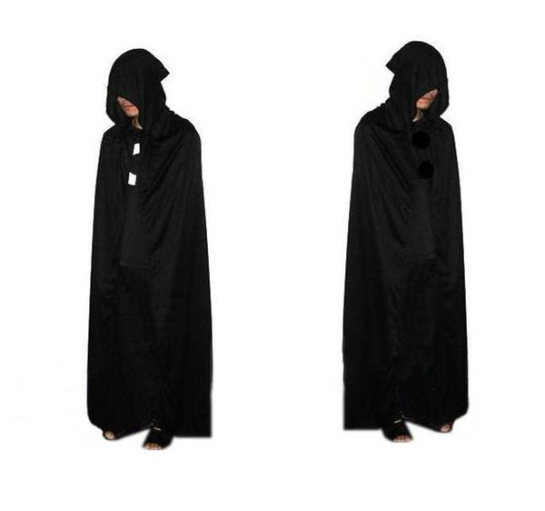 

2021 halloween costume theater prop death hoody cloak devil long tippet cape black fedex dhl