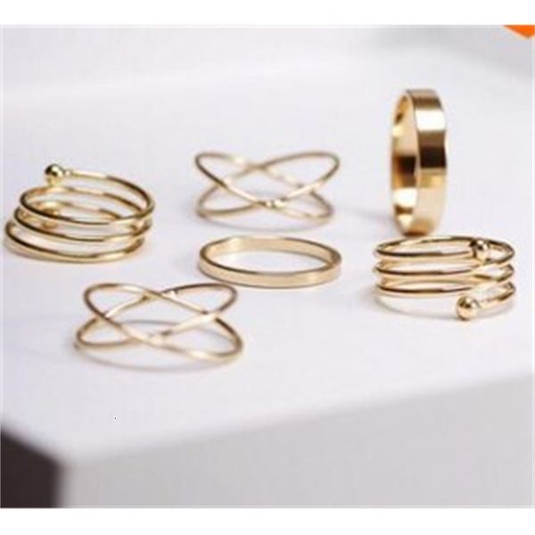 

cen mi's new exaggerated joint ring set of 6 yiwu creative rings, Blue;gray