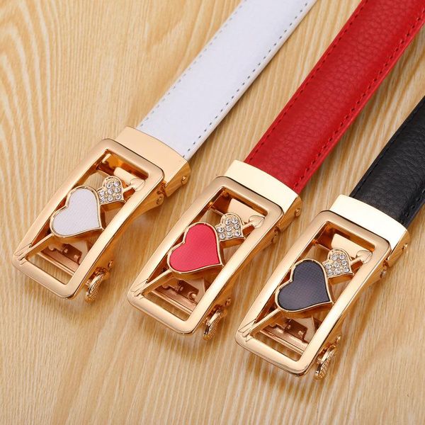 

belts women's automatic buckle belt cow leather designer female fashion ladies casual wild, Black;brown