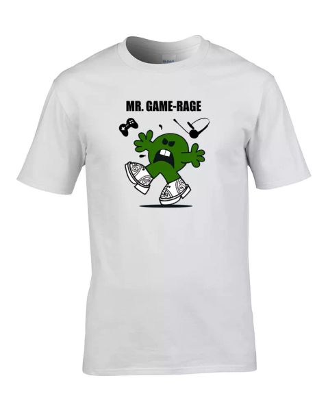 

mr game rage - gamers, gamepad mr men parody mens t shirt, White;black