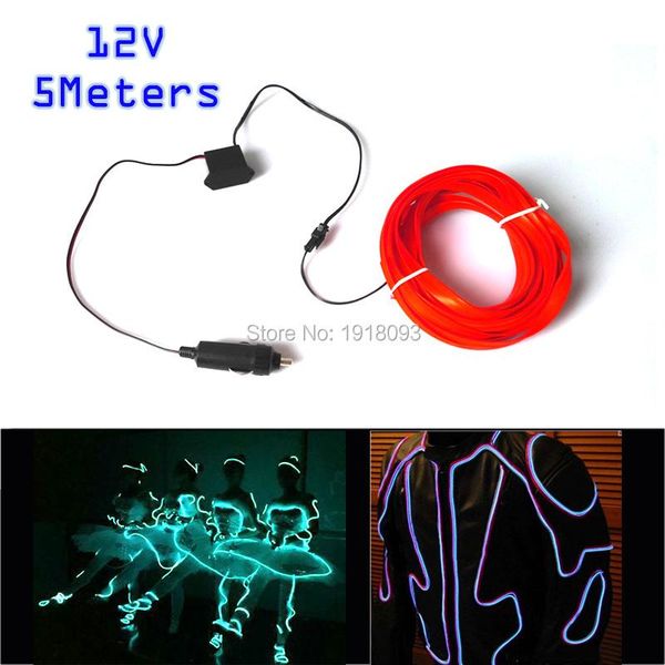 

10colors dc-12v steady on 2.3mm-skirt el wire set led strip lights flexible neon tube for car decor supplies strips