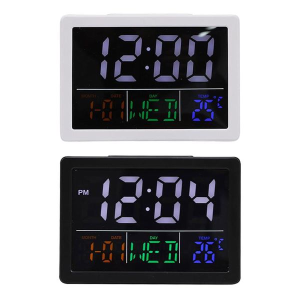 

alarm clock led table digital despertador luminous silent bedside desktemperature humidity meter date weather station desk & clocks