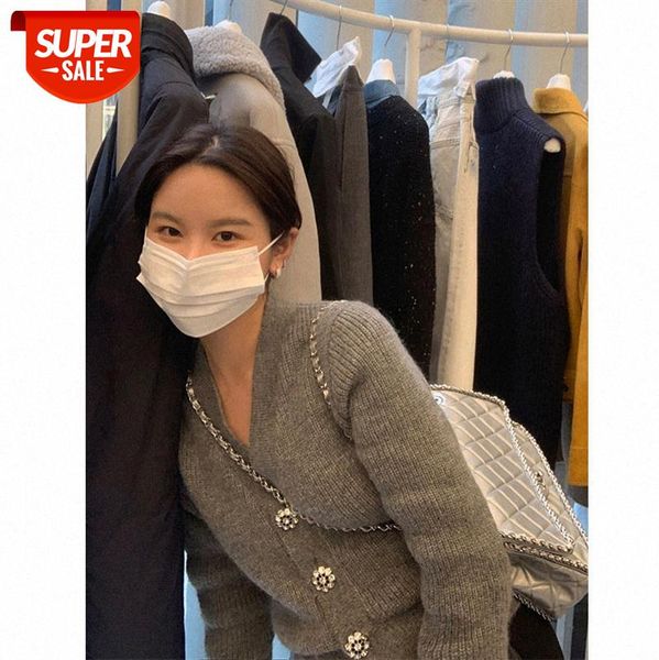 

fashion mohair knit cardigan women's thickened v-neck temperament sweater jacket single-breasted #1o7d, White