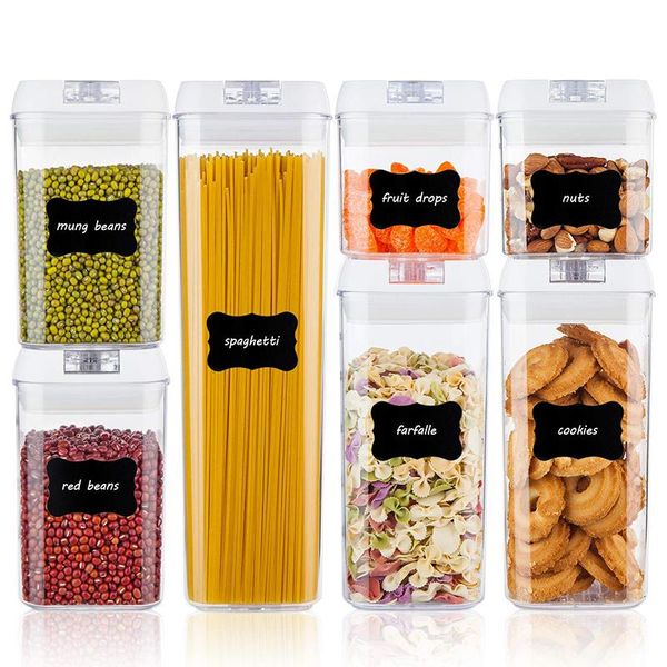 

storage bottles & jars airtight food containers 2 pcs bpa plastic cereal box with easy lock lids for kitchen pantry organization