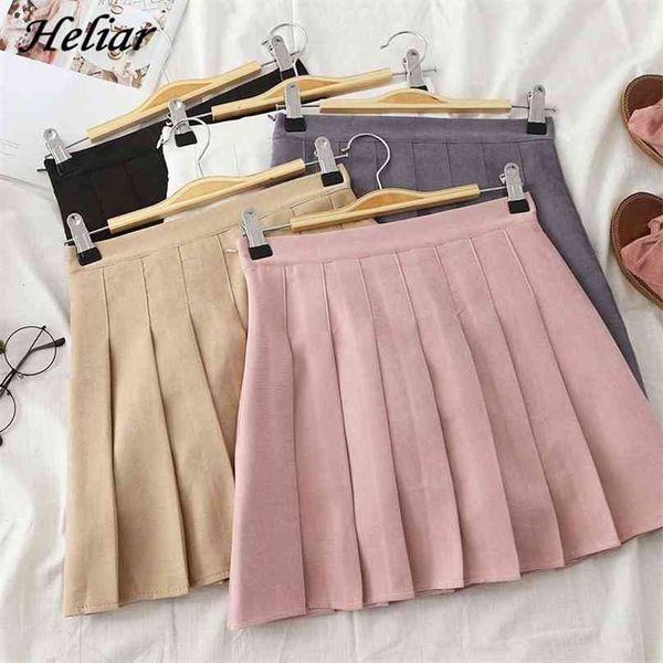 

heliar women plaid pleated skirt summer s-2xl high waist harajuku jk preppy a-line casual sweet cute mini s for 210629, Black