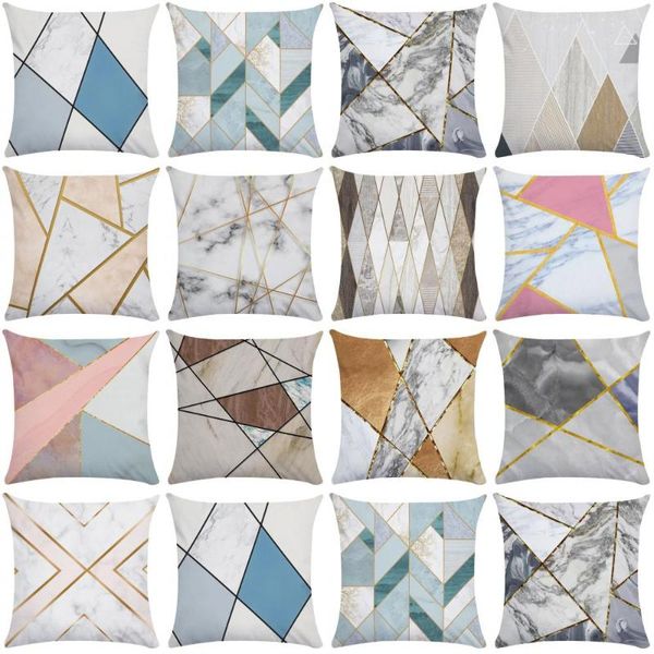 

cushion/decorative pillow gray case short plush cushion cover marble texture throw pillows geometric golden paint pillowslip 45cm 50cm