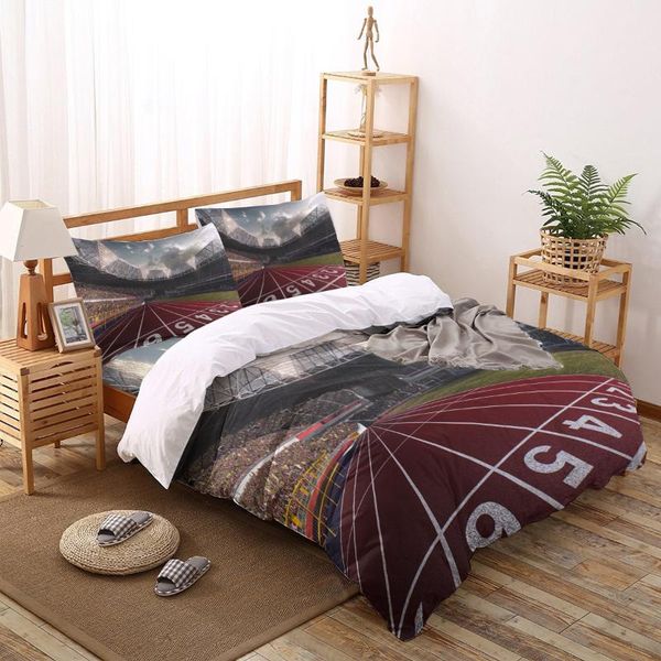 

bedding sets stadium track race fence printed set  king size soft fashion duvet cover bed sheet fitted pillowcase