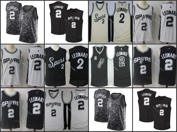

san antonio spurs men #2 kawhi leonard retro basketball jersey, Black