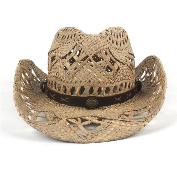 

cloches 100% straw handmade weave womem men cowboy hat for summer lady western cowgirl sombrero hombre lifeguard hats size 56-58cm, Blue;gray