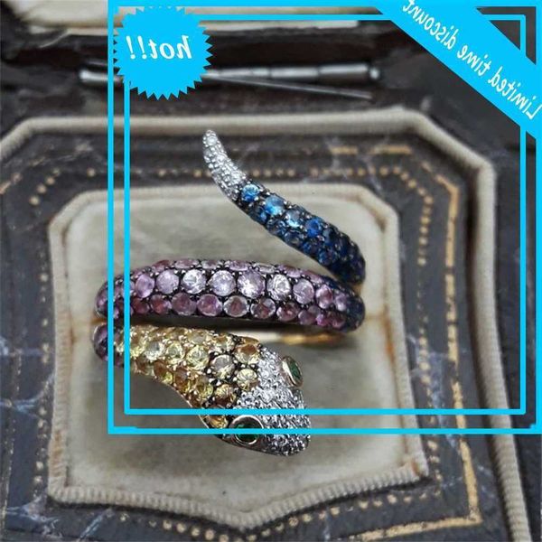 

sanjie popular jewelry fashion color set zircon snake women's ring, Slivery;golden