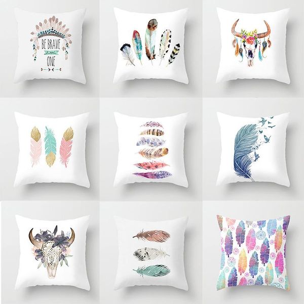 

pillow case boho style throw abstract bulls feather bohemia cushion covers for home sofa chair decorative pillowcases 45*45cms