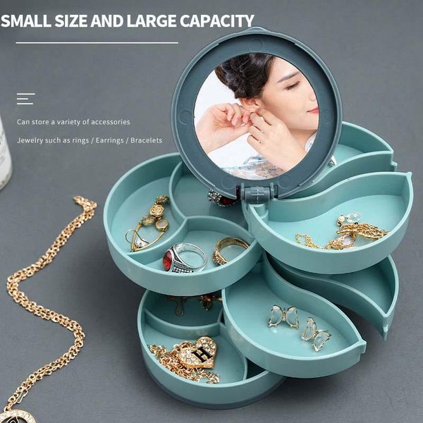 

storage boxes & bins large-capacity rotating jewelry box necklace earrings ring multi-layer