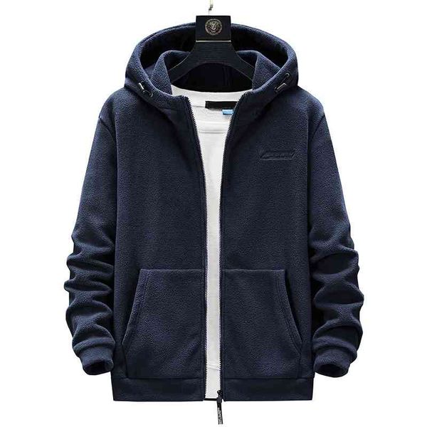 

new outdoor fattening plus size public spring and autumn fleece cardigan hooded sweater jacket men's, Black