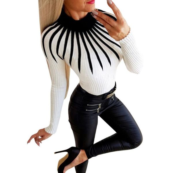 

women's sweaters women turtleneck knit cotton sweater pull femme knitted jumper pullover mujer, White;black