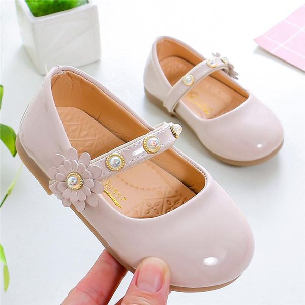 

sneakers children shoes for girl sweet flower leather casual solid anti-slippery elegant party princess flats girls 5, Black;red