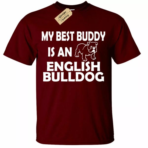 

english bulldog buddy t-shirt dog lover pet gift man, White;black