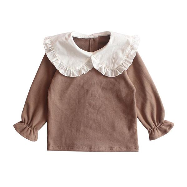 

t-shirts autumn girls doll collar t-shirt bottoming toddler girl clothes, Blue
