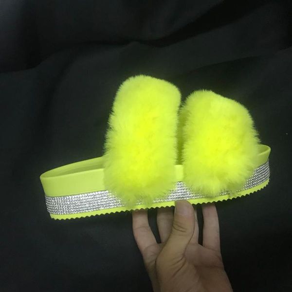 

slippers 2021 women fur summer home flat slides for big size 43 fluffy female shoes glitter indoor women' casual, Black