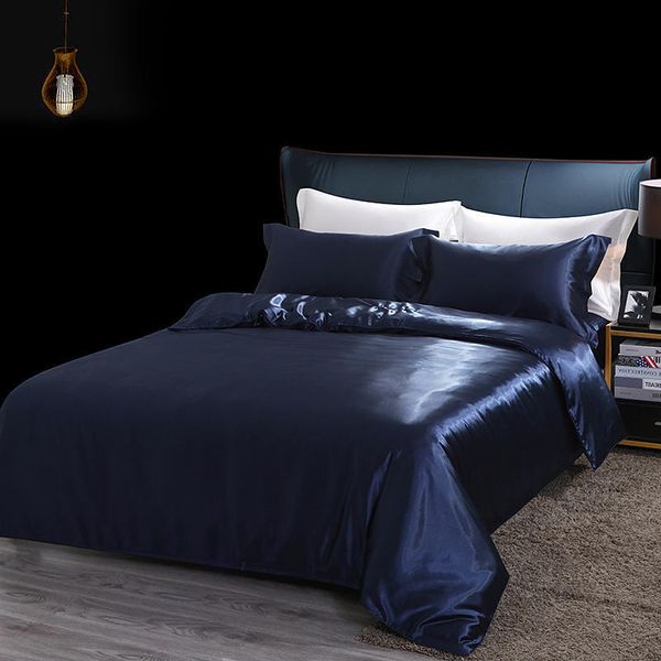 

water washed 4-piece ice bed sheet quilt cover silk smooth bedding