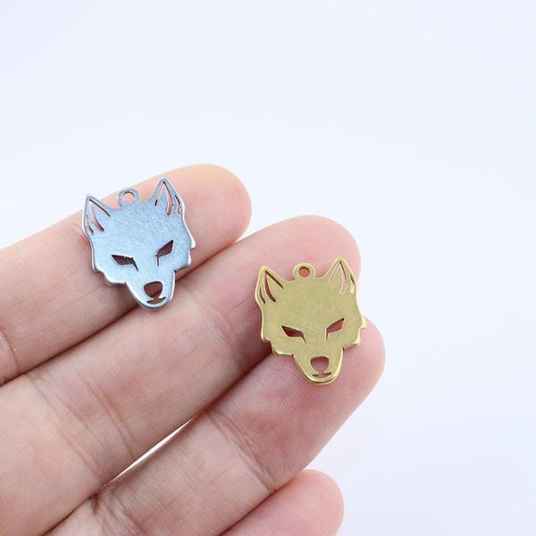 

charms 10pcs 20mm wholesell stainless steel wolf head pendant diy necklace earrings bracelets unfading colorless 2 colors, Bronze;silver