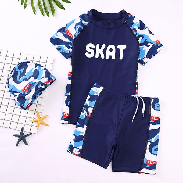 

children' swimsuit boys' split swimsuit suit little boys' middle and big children' swimsuit teenagers' sunscreen, Red;black