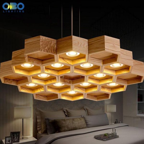 

pendant lamps wood honeycomb led modern lamp indoor dining room foyer home adornment light 110-240v