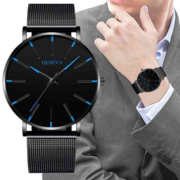 

watch ultra thin luminous men's and women's new geneva lovers net belt non mechanical watch, Slivery;brown