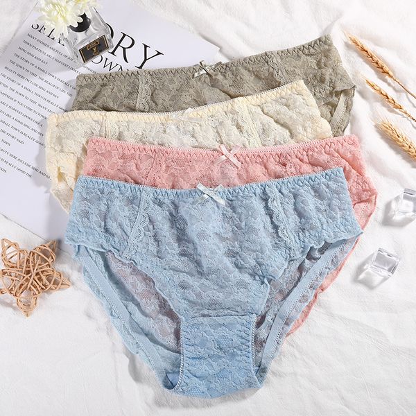 

bubble lace perspective temptation low waist women's briefs underwear, Black;white