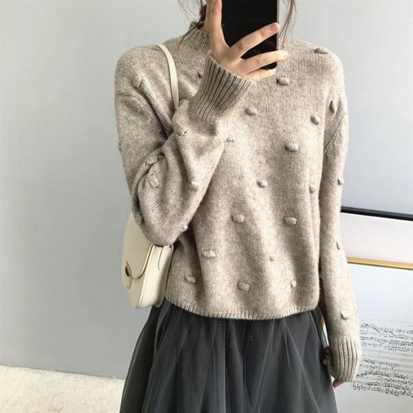 

women's sweaters 2021 winter women sweater and pullovers o-neck long sleeve alpaca casual loose cropped pull femme, White;black