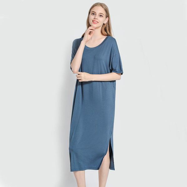 

summer modal solid half sleeve straight plus size dresses maternity clothes dress for pregnant women elegant gown, White
