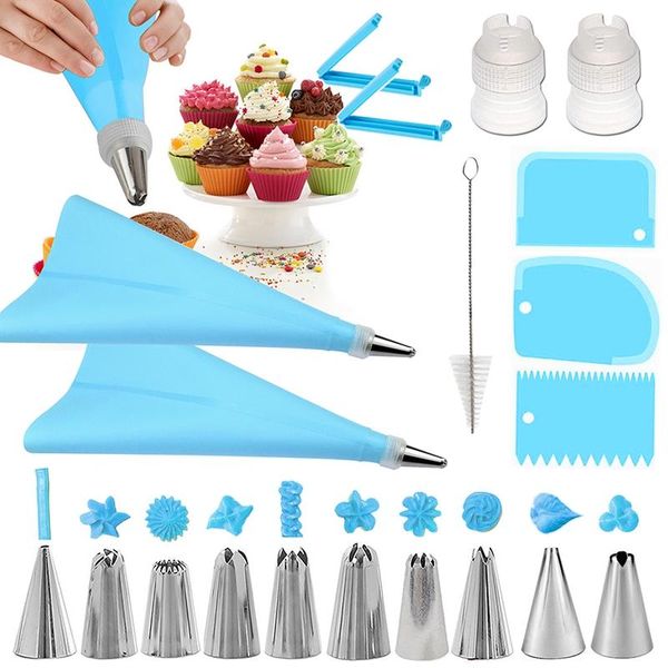 

baking & pastry tools 20pcs cake tool set reusable cookie supplies decorating silicone bag nozzle justdolife