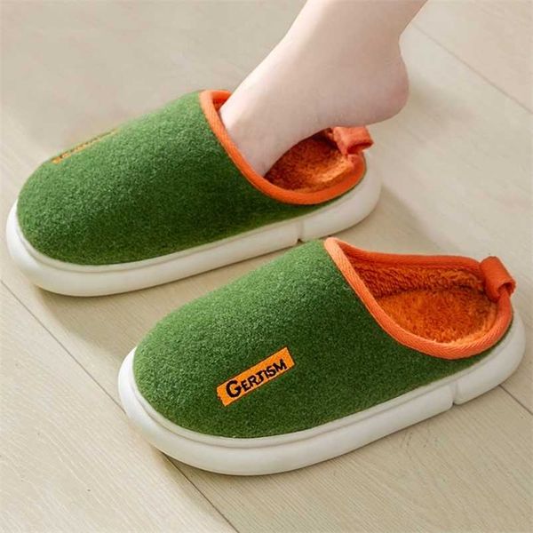 

women men winter warm slippers fashion thick soled slip on fluffy house cotton shoes lovers boys girls indoor faux fur slides 211110, Black