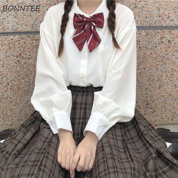 

women's blouses & shirts women student japanese style kawaii lantern sleeve loose autumn female all-match college trendy casual prevale, White