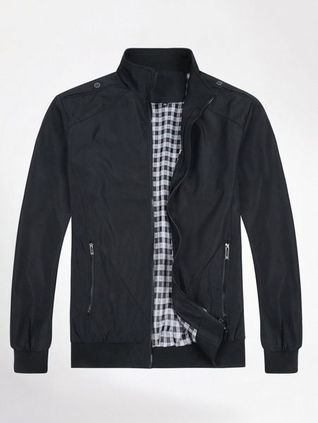 

cloudstyle men gingham lined zip up jacket k8qc#, Black;brown