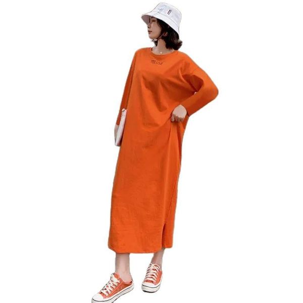 

casual dresses fashion womens arrival 2021 spring and autumn long-sleeved korean dress loose plus size pajamas home service, Black;gray